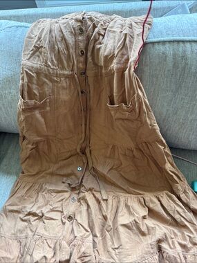 Free People Washed Tan Dress with Logo Plate